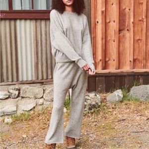 The Great. The 100% Cashmere Grey Speckled Sweater and Pant Set. Size 1.